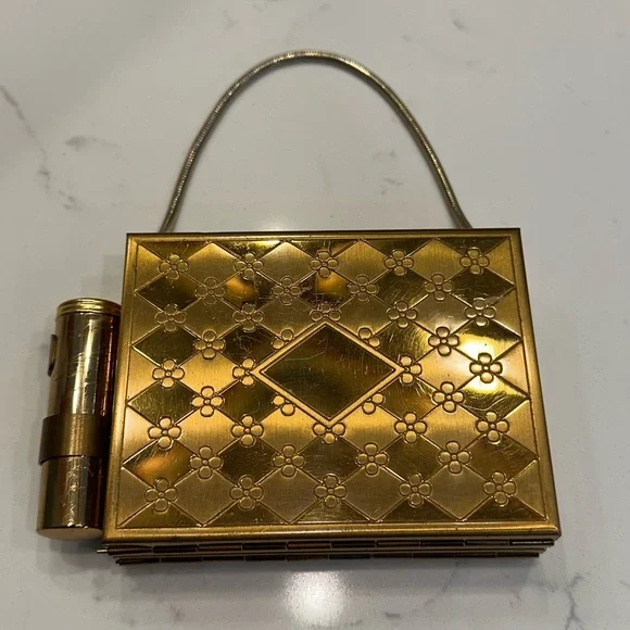 Vintage Art Deco 50’s Gold Toned Cigarette, Lipstick, Compact Case with Comb. - Picture 2 of 8